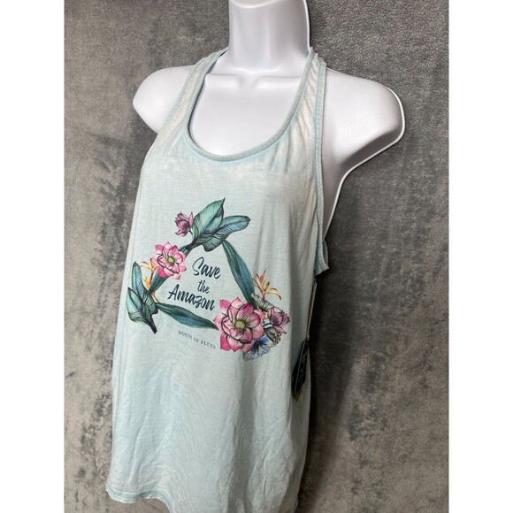 League Unwind Save The Amazon Tank Top Large Blue Floral Graphic Racerback M - Picture 5 of 15
